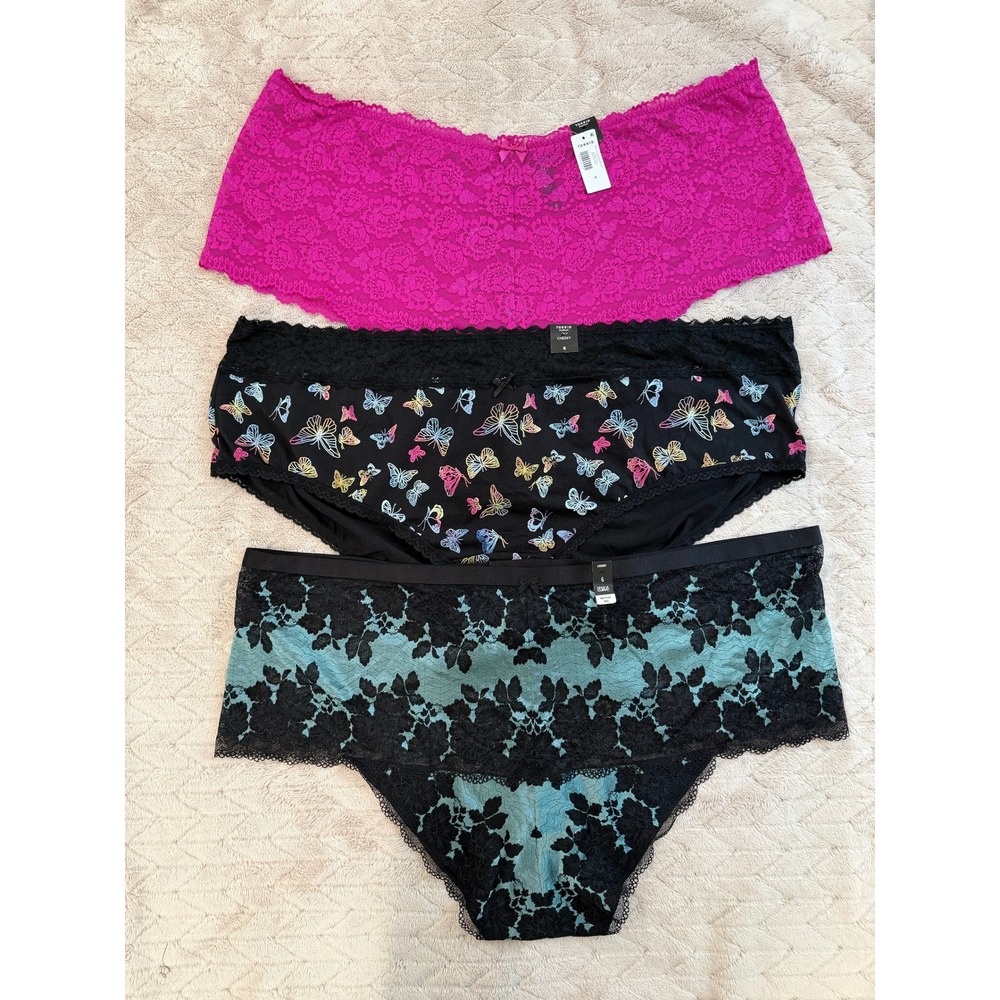 Torrid Curve Cheeky Panty Bundle Size 6 6X Pink Lace Butterfly Teal Floral 3pk